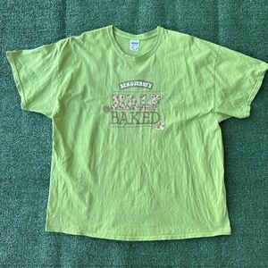 Gildan Mens Green Short Sleeve TShirt Ben And Jerrys Graphic Half Baked Logo